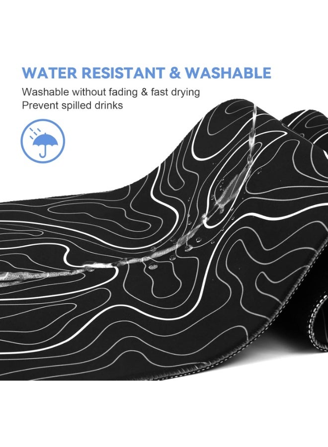 وسادة ماوس سوداء بتصميم تجريدي للألعاب، مناسبة للوحة المفاتيح والماوس، بقاعدة مطاطية مانعة للانزلاق - مقاس 80 × 30 سم - Image 4